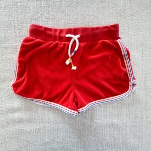 Mini Boden Red Terry Track Shorts EUC 7